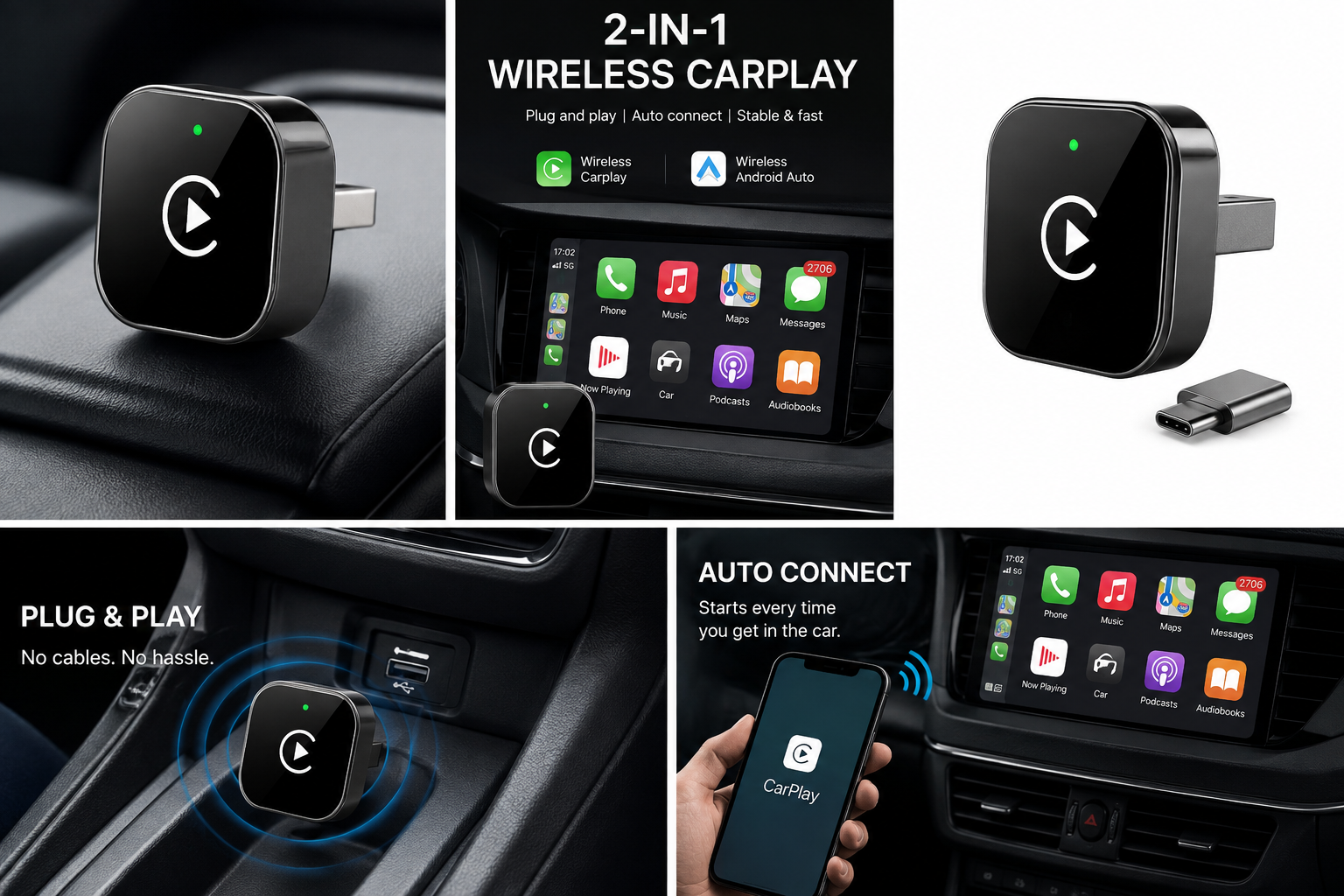 2-in-1 Wireless Carplay