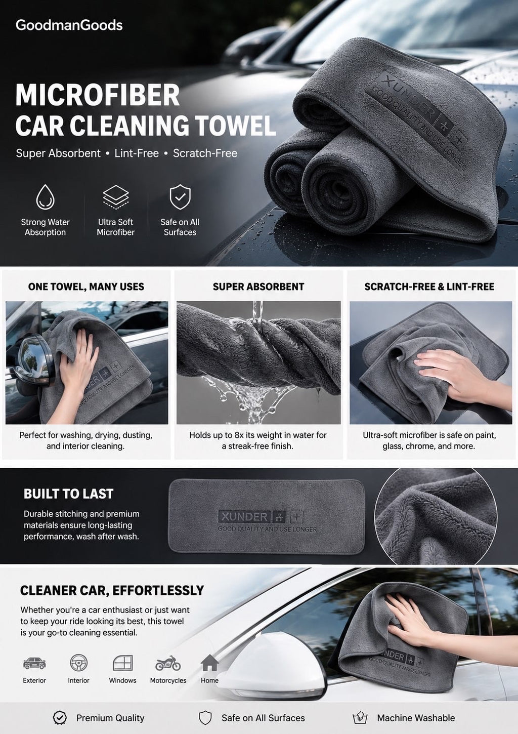 GoodmanGoods Microfiber Towel
